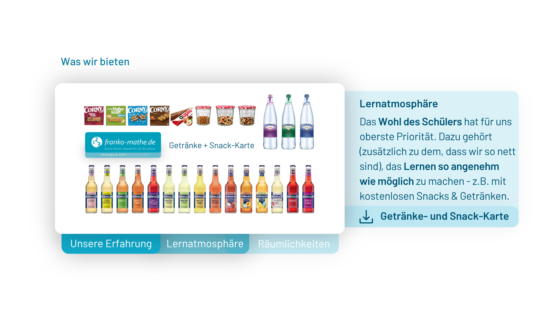 Wir bieten angenehme Lernatmosphäre